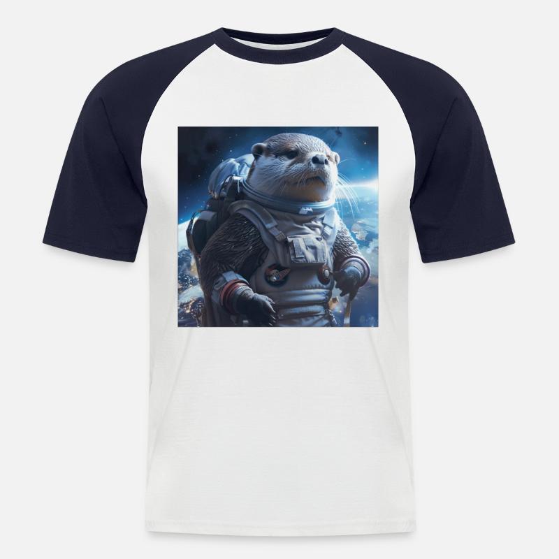 Otter - Männer Baseball-T-Shirt - Weiß/Navy