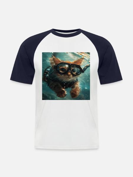 Cat - Men's Baseball T-Shirt - white/navy
