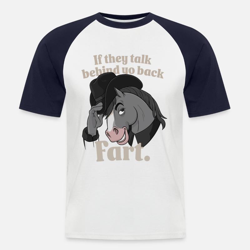 Pferd - Männer Baseball-T-Shirt - Weiß/Navy