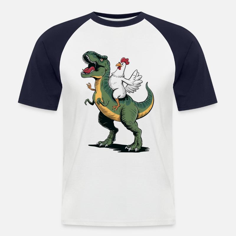 Huhn - Männer Baseball-T-Shirt - Weiß/Navy