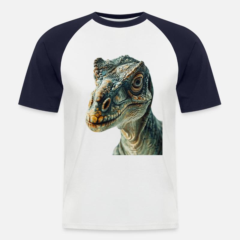 Dinosaurier - Männer Baseball-T-Shirt - Weiß/Navy