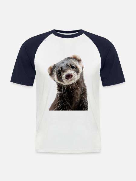 Frettchen - Männer Baseball-T-Shirt - Weiß/Navy