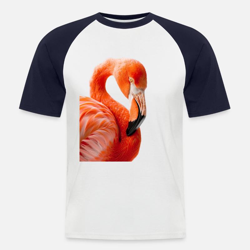 Flamingo - Männer Baseball-T-Shirt - Weiß/Navy