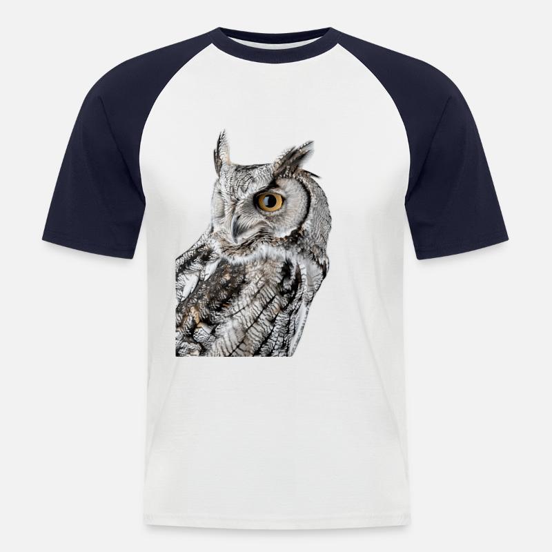 Eule - Männer Baseball-T-Shirt - Weiß/Navy