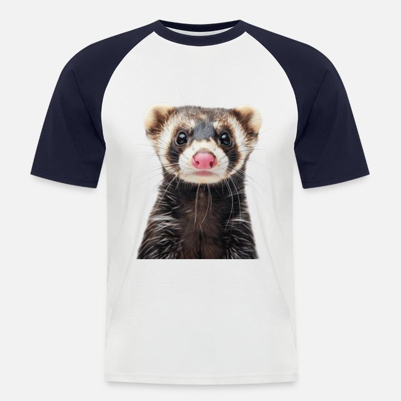 Frettchen - Männer Baseball-T-Shirt - Weiß/Navy