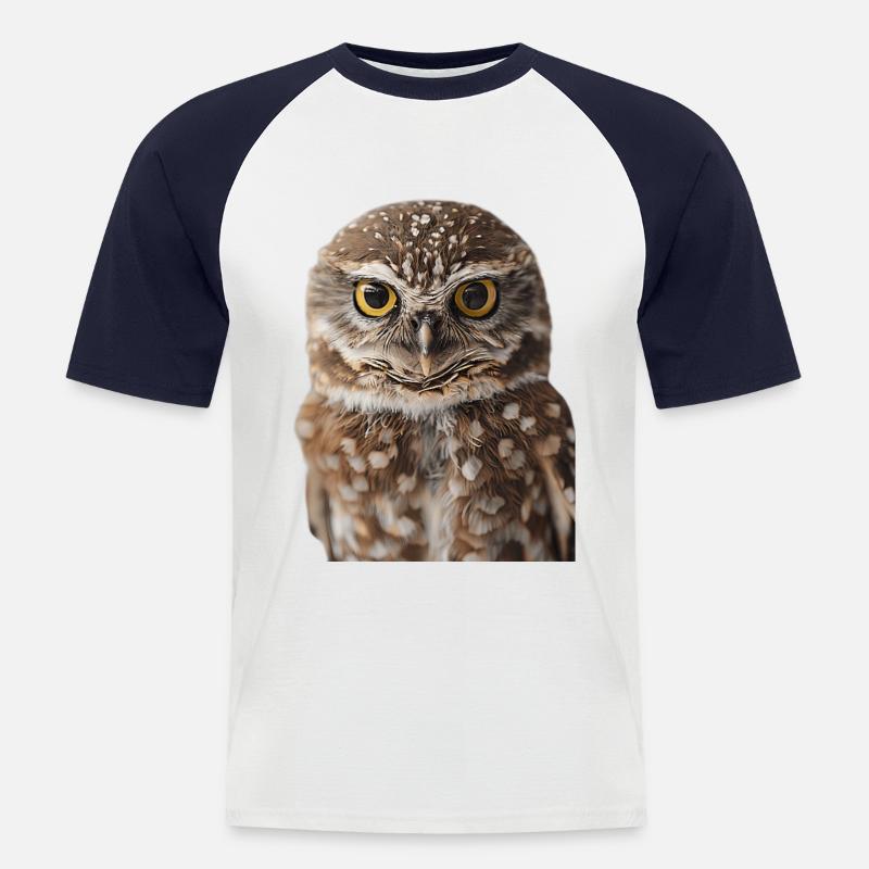 Eule - Männer Baseball-T-Shirt - Weiß/Navy