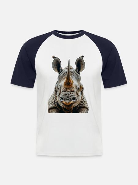 Nashorn - Männer Baseball-T-Shirt - Weiß/Navy