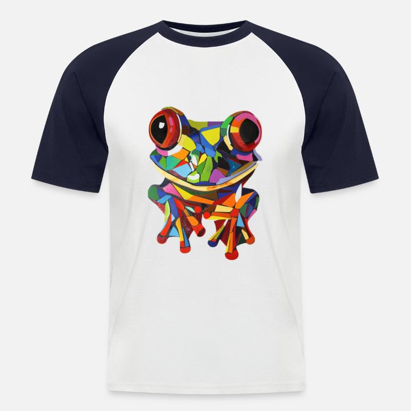 Frosch - Männer Baseball-T-Shirt - Weiß/Navy