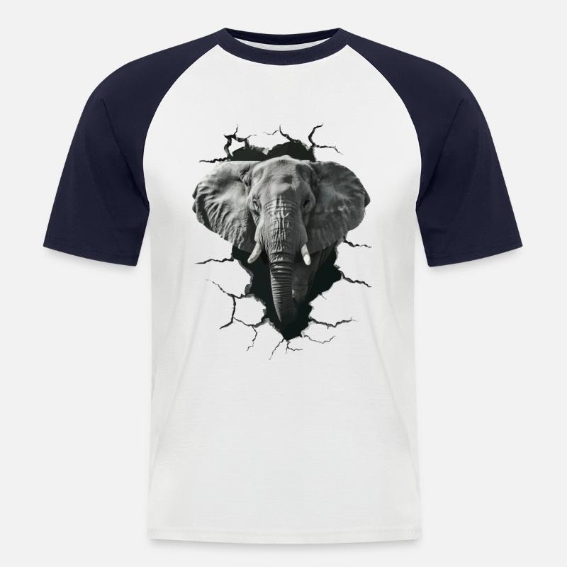 Elefant - Männer Baseball-T-Shirt - Weiß/Navy