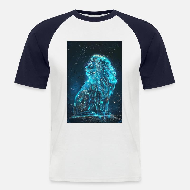 Vædder - Kortærmet herre-baseballshirt - hvid/marineblå
