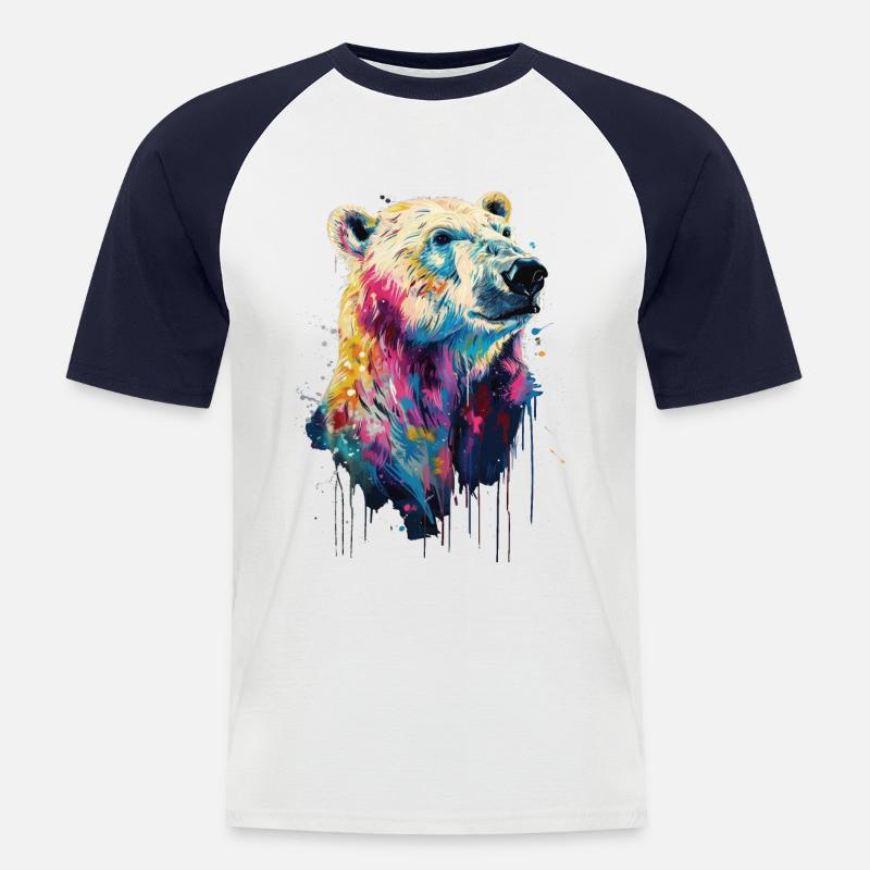 Eisbär - Männer Baseball-T-Shirt - Weiß/Navy