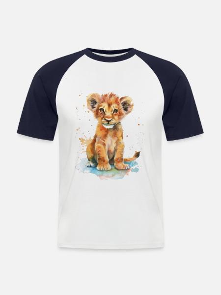 Lion - Men's Baseball T-Shirt - white/navy