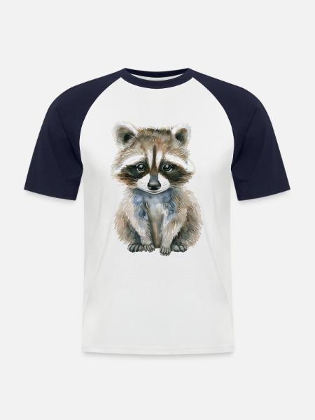 Raccoon - Men's Baseball T-Shirt - white/navy