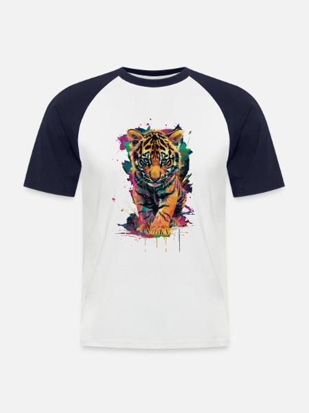 Tiger - Men's Baseball T-Shirt - white/navy