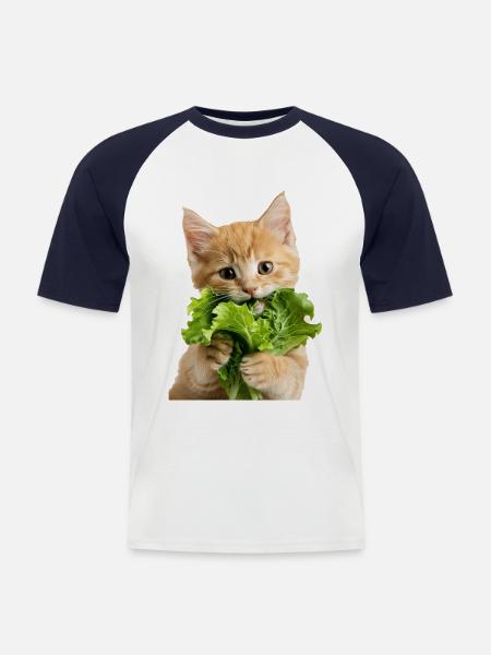 Katze - Männer Baseball-T-Shirt - Weiß/Navy