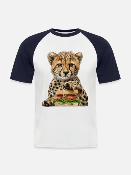 Gepard - Männer Baseball-T-Shirt - Weiß/Navy