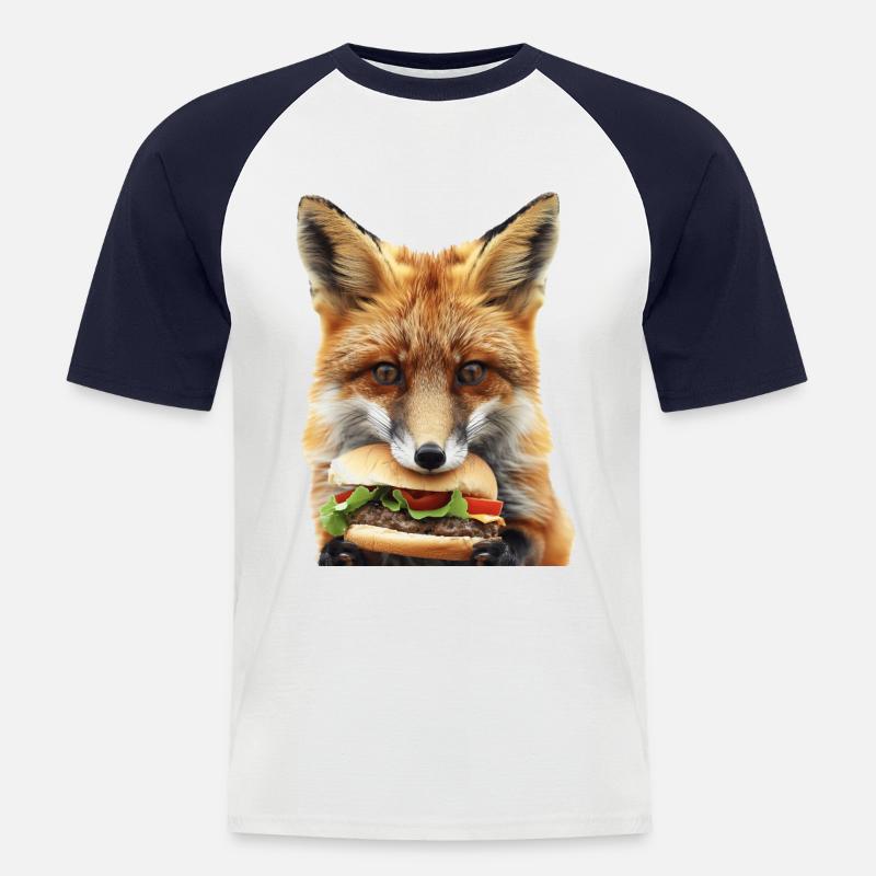 Fuchs - Männer Baseball-T-Shirt - Weiß/Navy