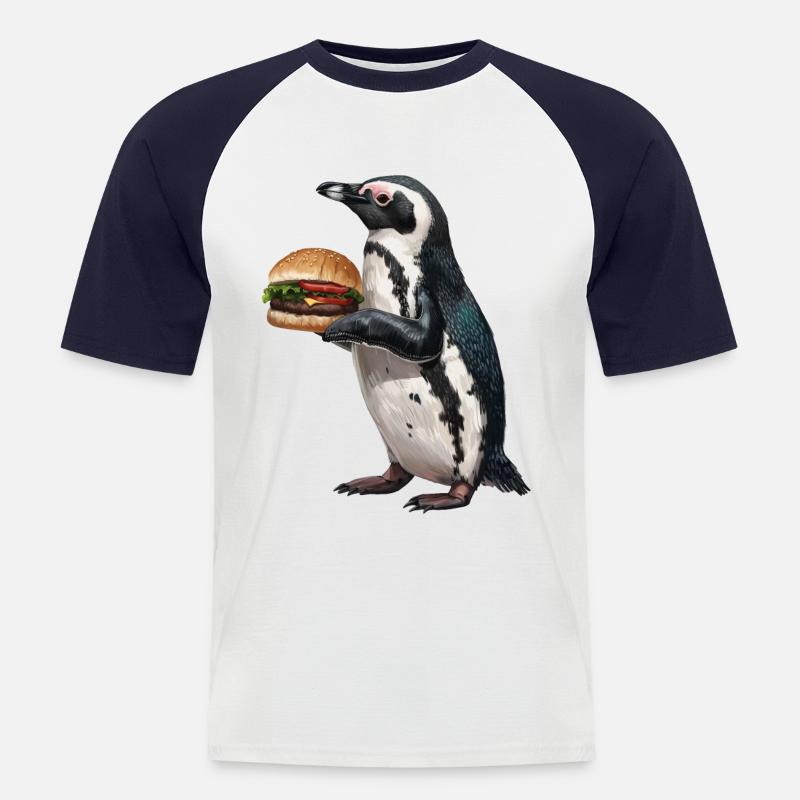 Pinguin - Männer Baseball-T-Shirt - Weiß/Navy