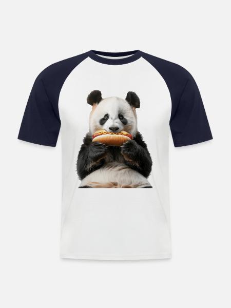 Panda - Men's Baseball T-Shirt - white/navy