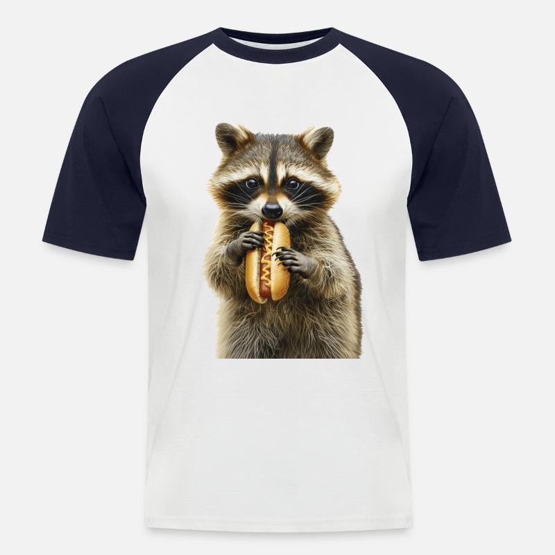 Waschbär - Männer Baseball-T-Shirt - Weiß/Navy