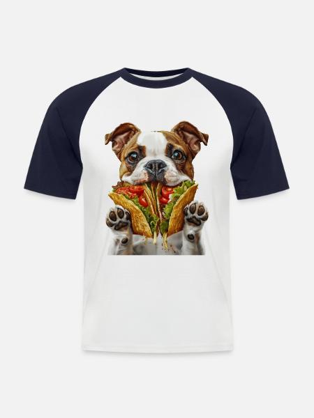 Chien - T-shirt baseball manches courtes Homme - blanc/marine