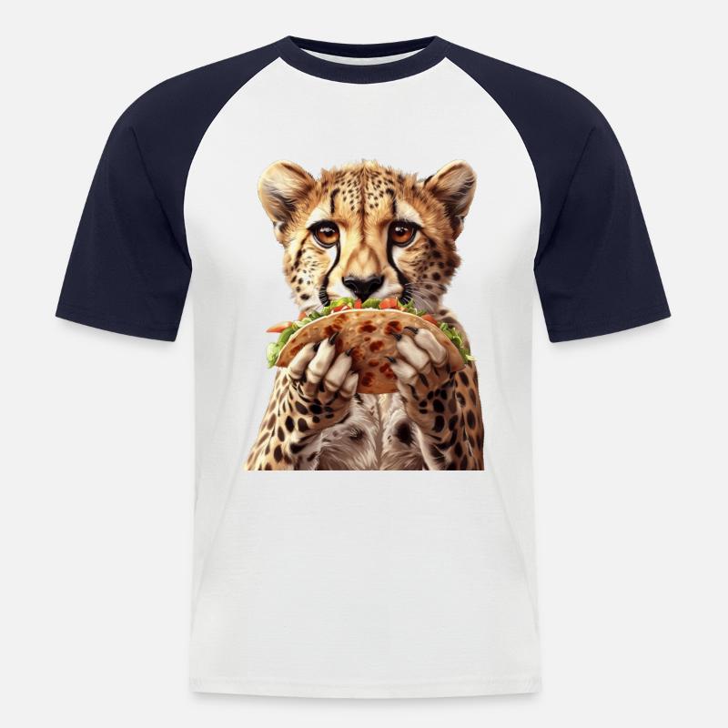 Gepard - Männer Baseball-T-Shirt - Weiß/Navy