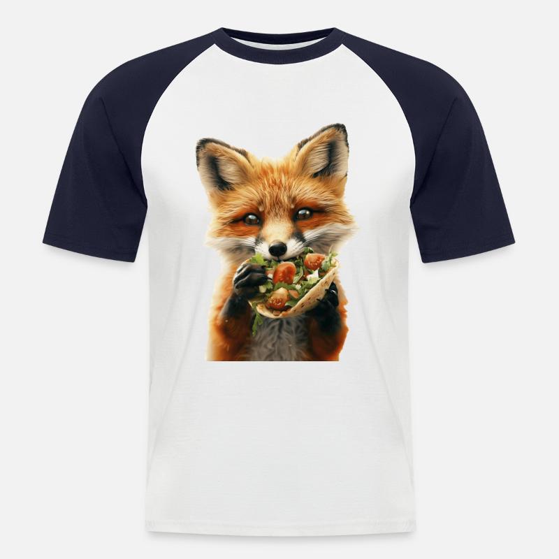 Fuchs - Männer Baseball-T-Shirt - Weiß/Navy