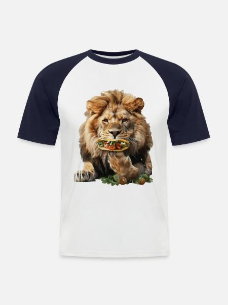 Lion - T-shirt baseball manches courtes Homme - blanc/marine