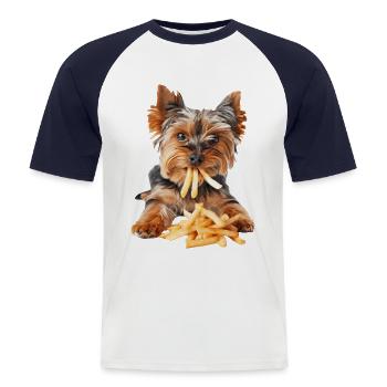 Yorkshire Terrier - Men's Baseball T-Shirt - white/navy - Front - Nik (191cm)