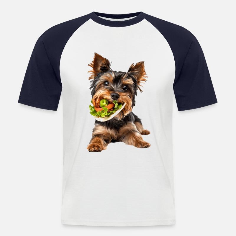 Yorkshire Terrier - Männer Baseball-T-Shirt - Weiß/Navy
