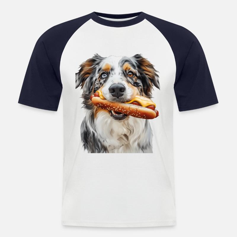Australischer Schäferhund - Männer Baseball-T-Shirt - Weiß/Navy