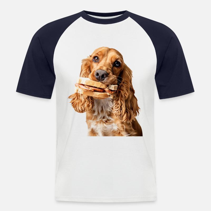 Cocker Spaniel - Maglia da baseball a manica corta da uomo - bianco/navy