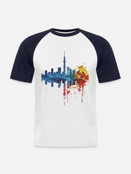 Ikoma - Männer Baseball-T-Shirt - Weiß/Navy