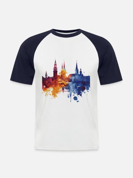 Hoogeveen - Männer Baseball-T-Shirt - Weiß/Navy