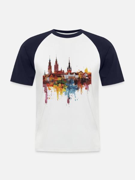 Ruda Śląska - Männer Baseball-T-Shirt - Weiß/Navy