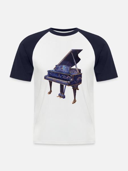 Klavier - Männer Baseball-T-Shirt - Weiß/Navy