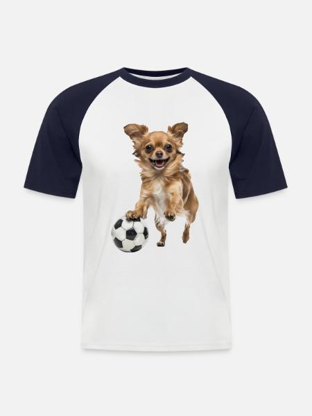 Chihuahua - T-shirt baseball manches courtes Homme - blanc/marine