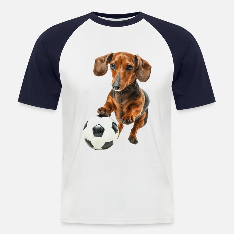 Dackel - Männer Baseball-T-Shirt - Weiß/Navy