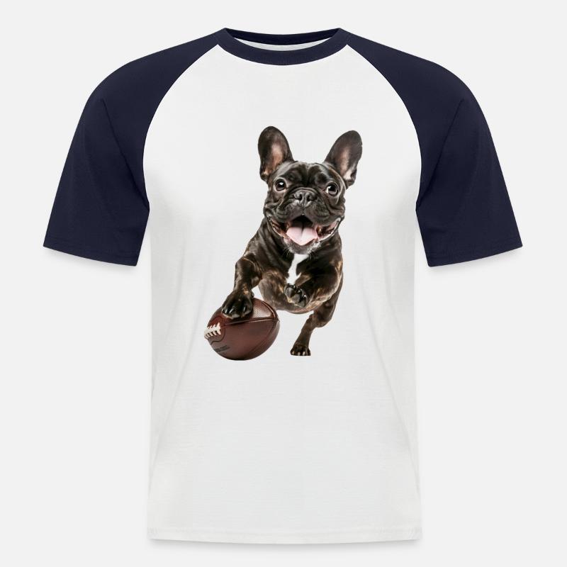 Bulldog francese - Maglia da baseball a manica corta da uomo - bianco/navy