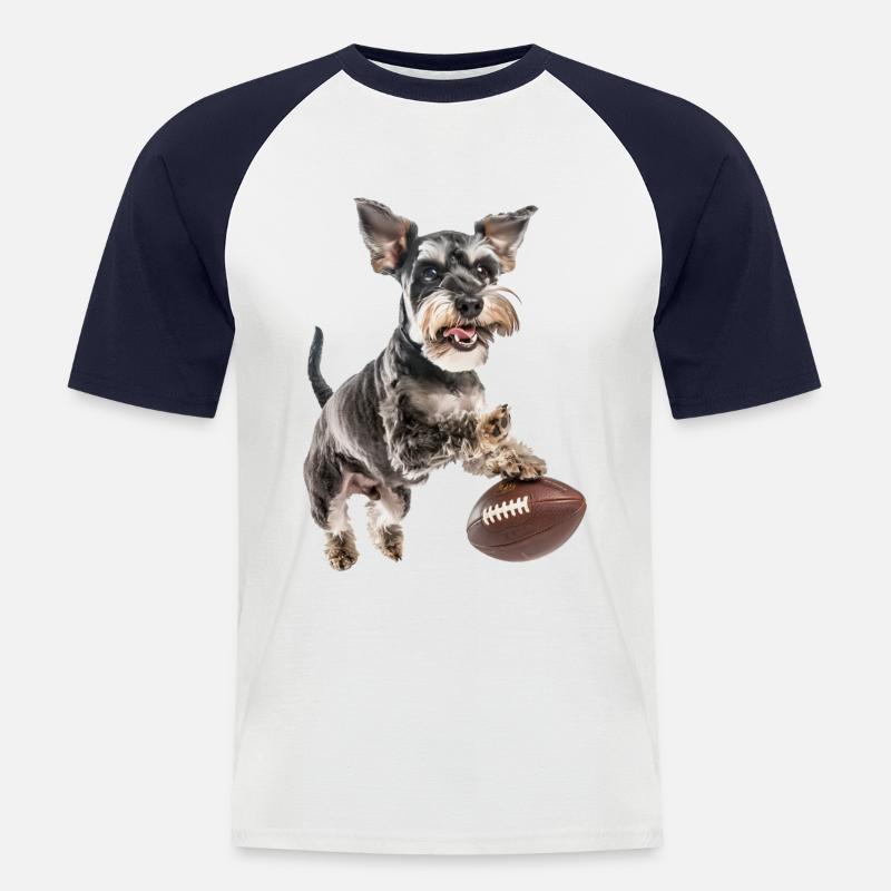 Zwergschnauzer - Männer Baseball-T-Shirt - Weiß/Navy