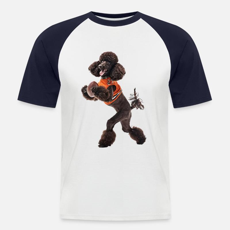 Pudel - Männer Baseball-T-Shirt - Weiß/Navy