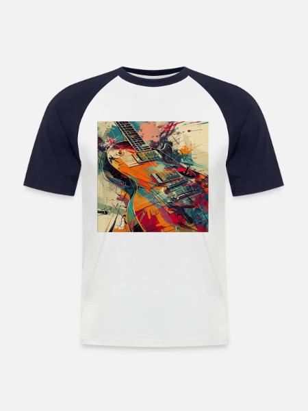Guitar - Men's Baseball T-Shirt - white/navy