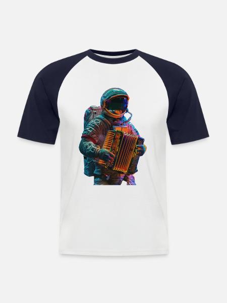 Astronaut Accordion - Men's Baseball T-Shirt - white/navy