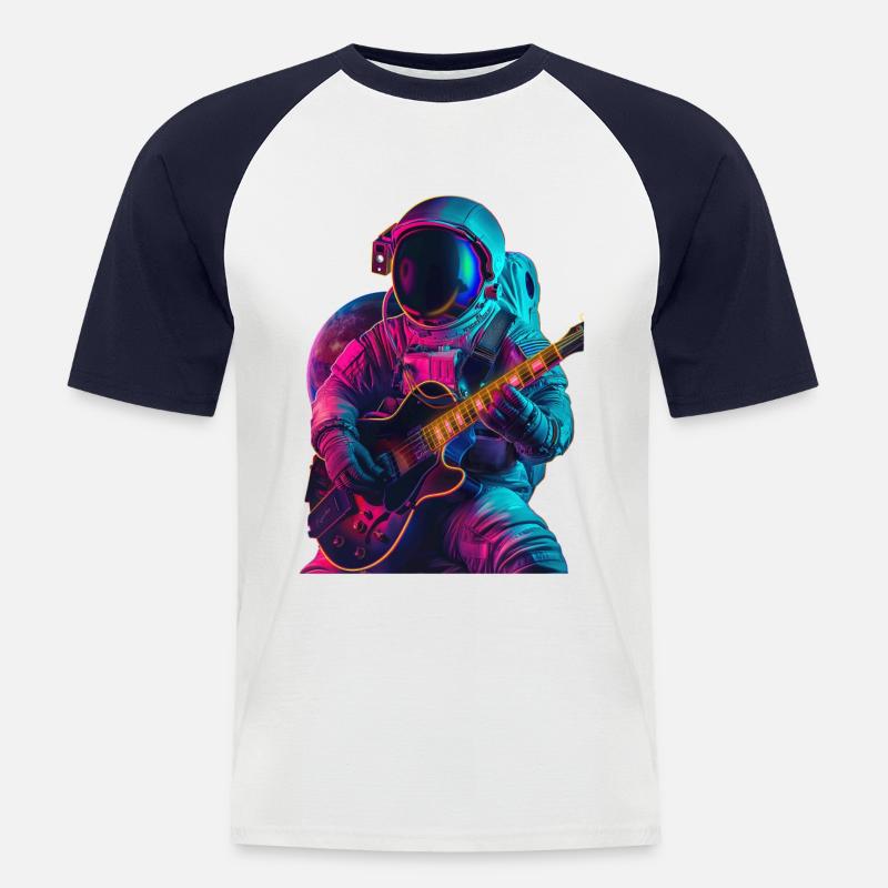 Astronaut Gitarre - Männer Baseball-T-Shirt - Weiß/Navy
