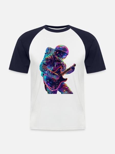 Astronaut Gitarre - Männer Baseball-T-Shirt - Weiß/Navy