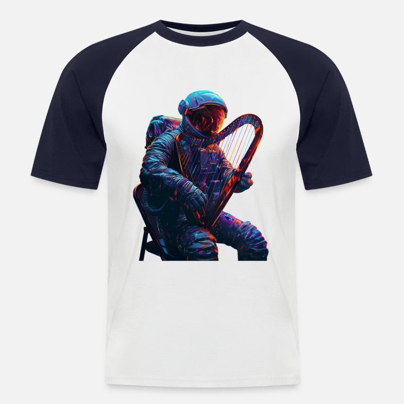 Astronaut Harfe - Männer Baseball-T-Shirt - Weiß/Navy