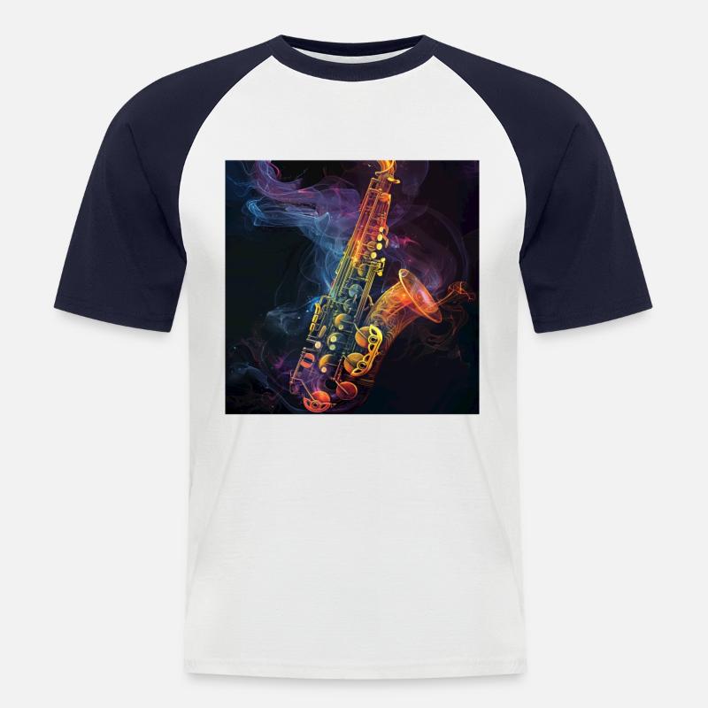 Saxophon - Männer Baseball-T-Shirt - Weiß/Navy
