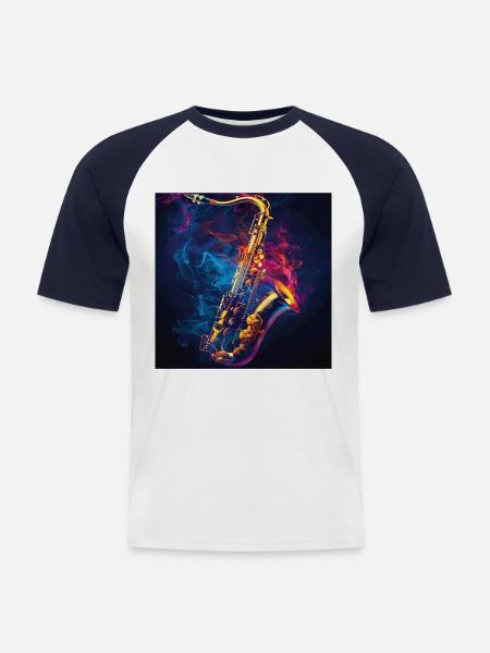 Saxophone - Men's Baseball T-Shirt - white/navy