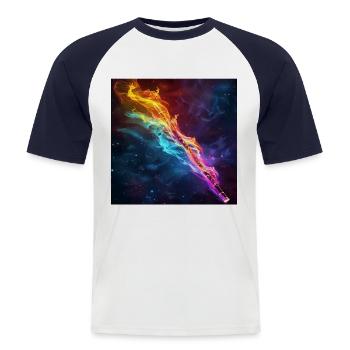 Flûte traversière - T-shirt baseball manches courtes Homme - blanc/marine - Devant - Nik (191cm)