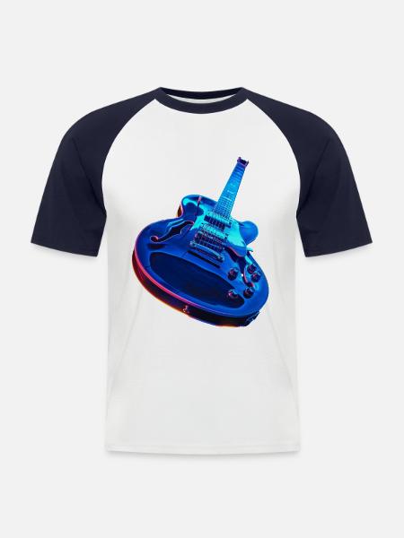 Gitarre - Männer Baseball-T-Shirt - Weiß/Navy